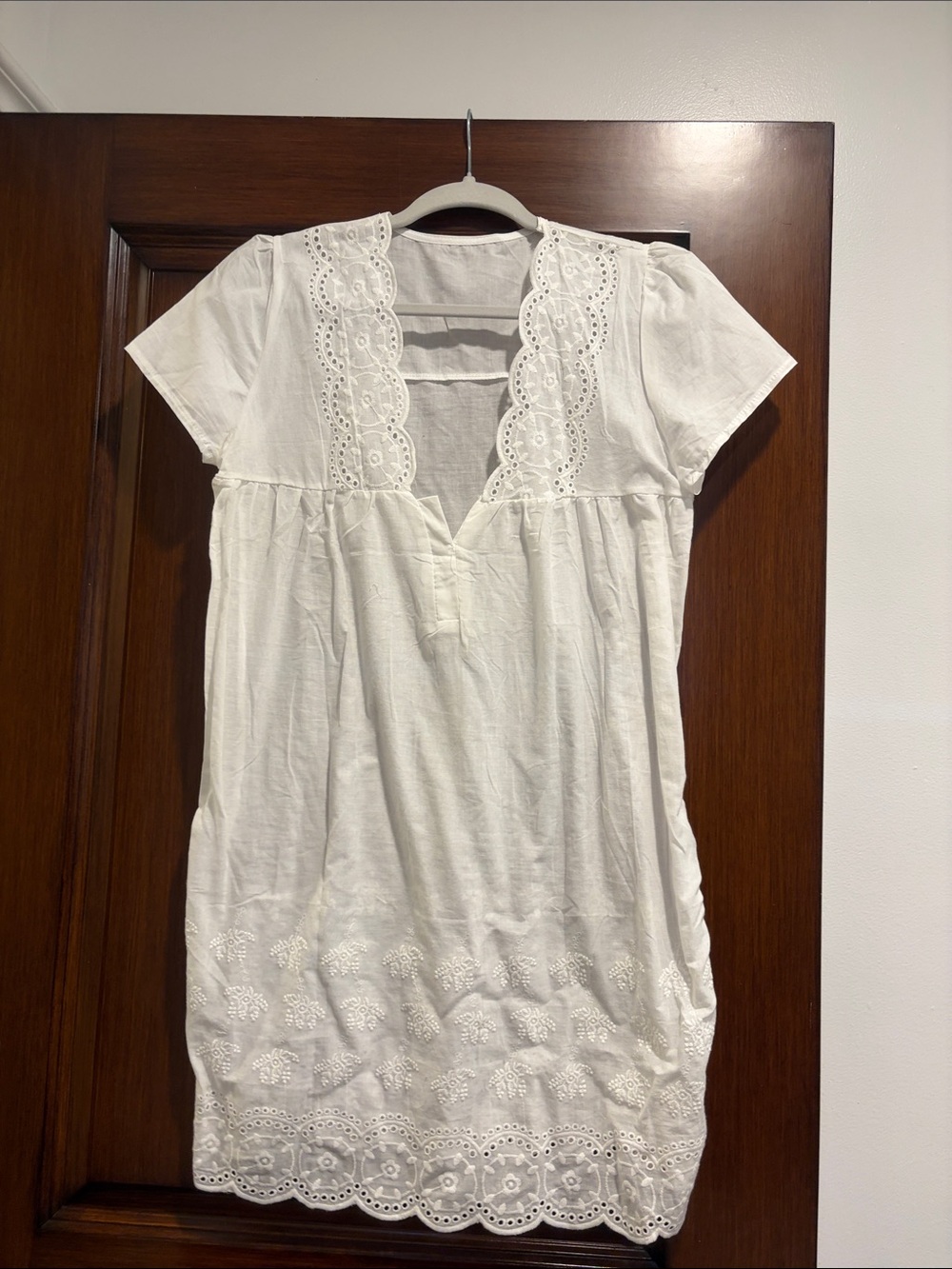 White Eyelet Cotton Nightdress - Women Intimates & Sleepwear